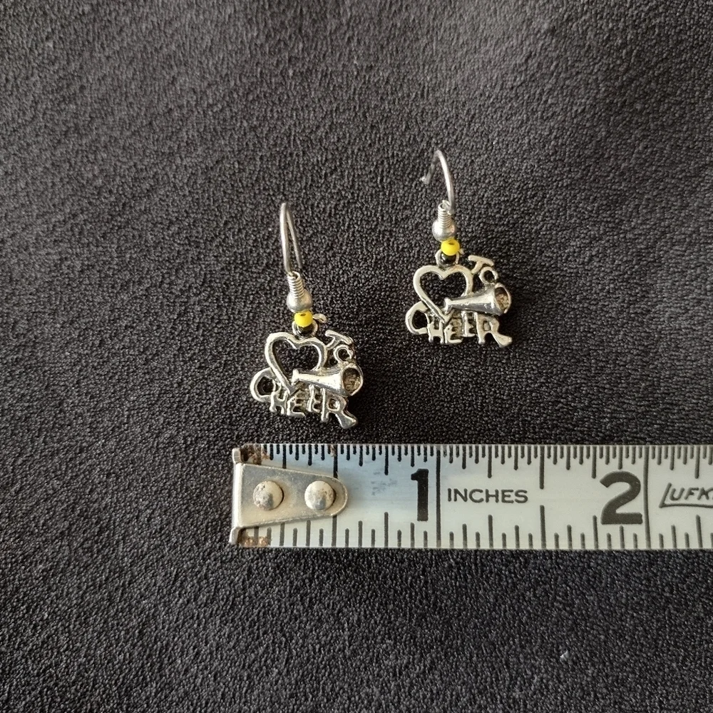 Cheerleading Silver Love To Cheer Dangle Earrings